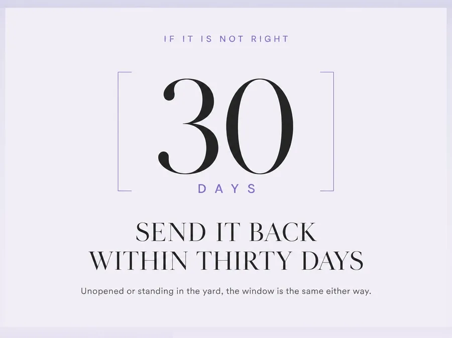 Send it back within thirty days, unopened or standing in the yard, same window either way